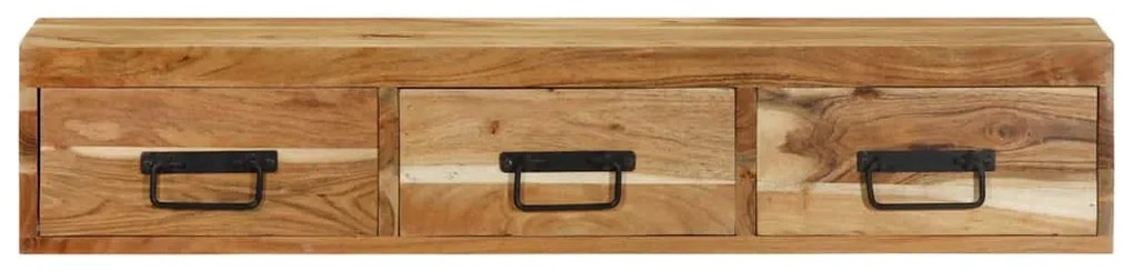 Armário de TV para parede 100x30x19 cm madeira acácia maciça