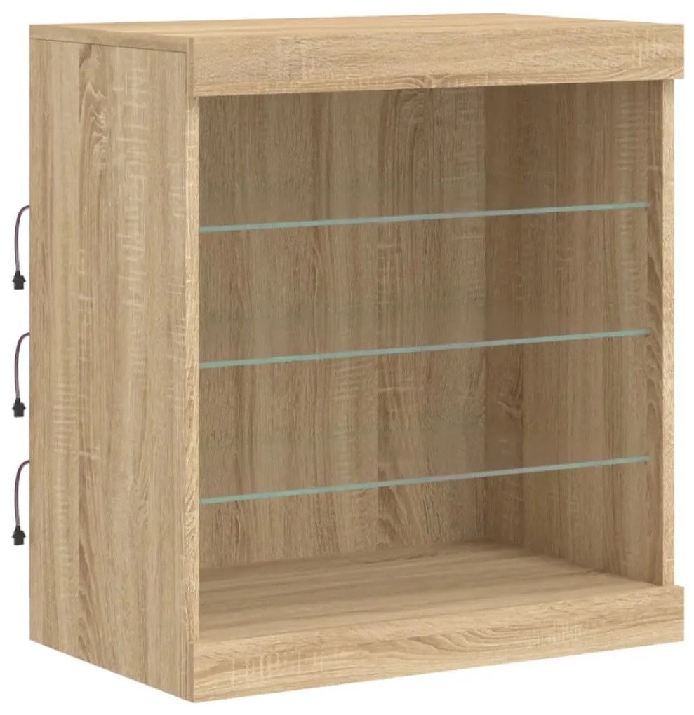Aparador com luzes LED 181,5x37x67 cm carvalho sonoma