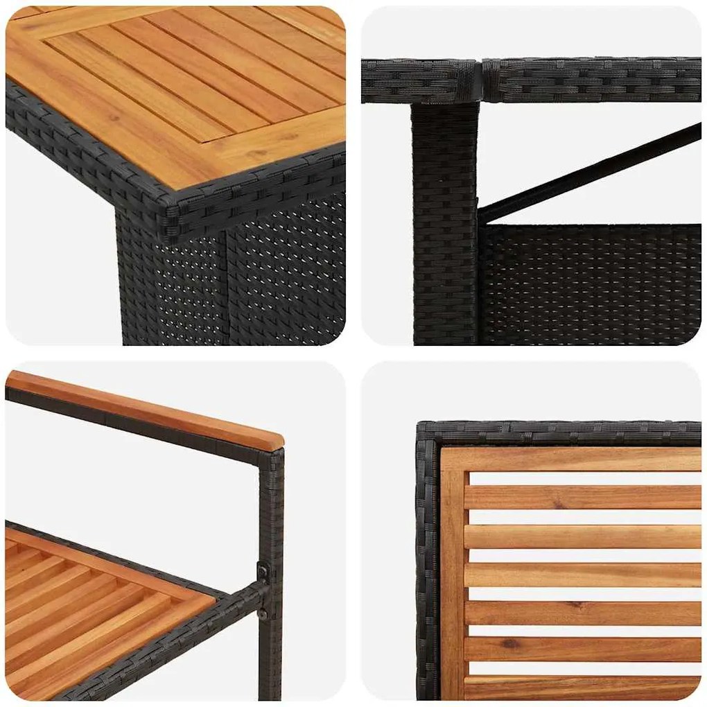 Conjunto de Jantar de Jardim vidaXL 11 Peças Preto Rattan Poliéster Ac