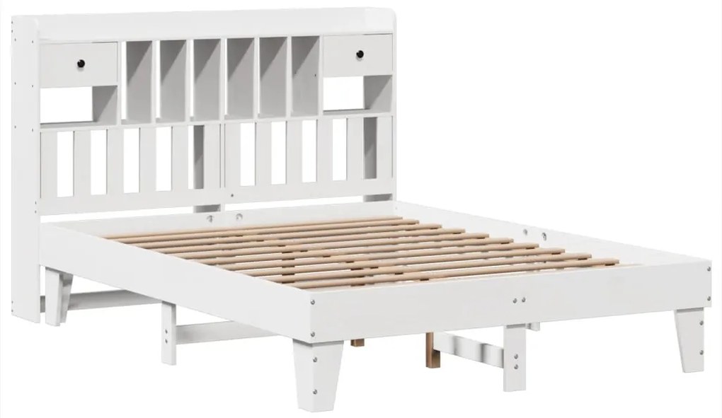 Cama sem colchão 150x200 cm madeira de pinho maciça branco