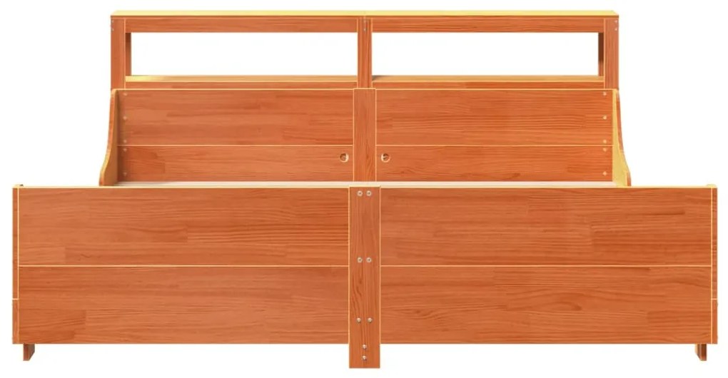 Cama sem colchão 200x200 cm pinho maciço castanho-mel