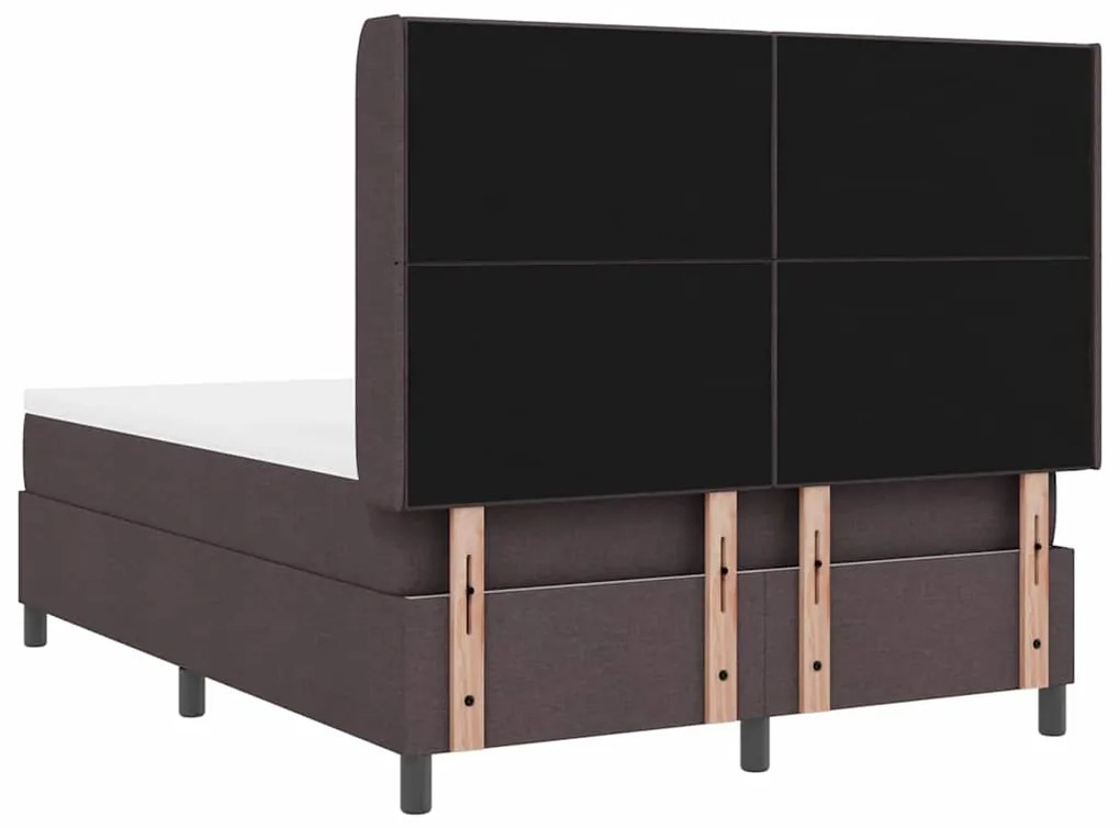Cama Box com Colchão Marrom Escuro 160x200 cm em Tecido