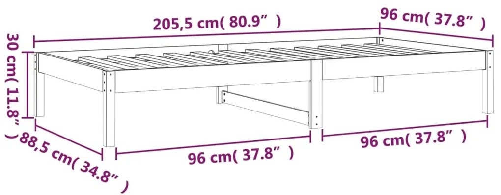Sofá-cama sem colchão 90x200 cm madeira de pinho maciça branco