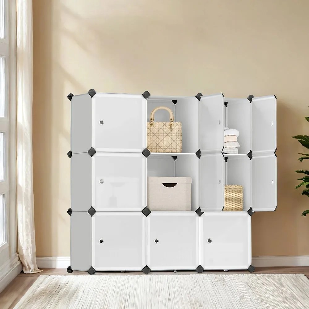 Armario de arrumação de plástico com 9 cubos 93 x 31 x 93 cm Branco