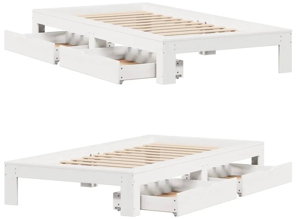 Cama sem colchão 75x190 cm madeira de pinho maciça branco