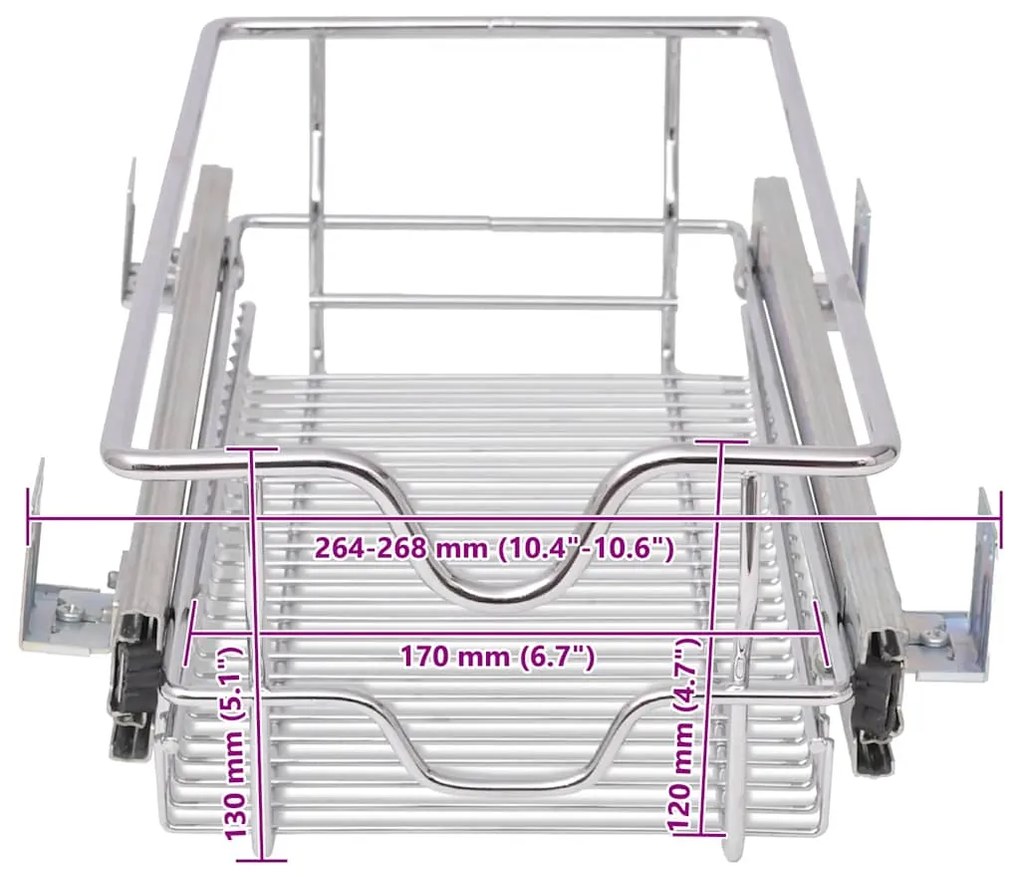 Cestos de arame extraíveis 2 pcs 300 mm prateado