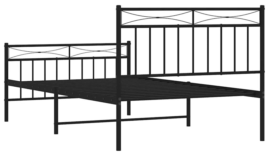 Estrutura de cama com cabeceira e pés 100x200 cm metal preto