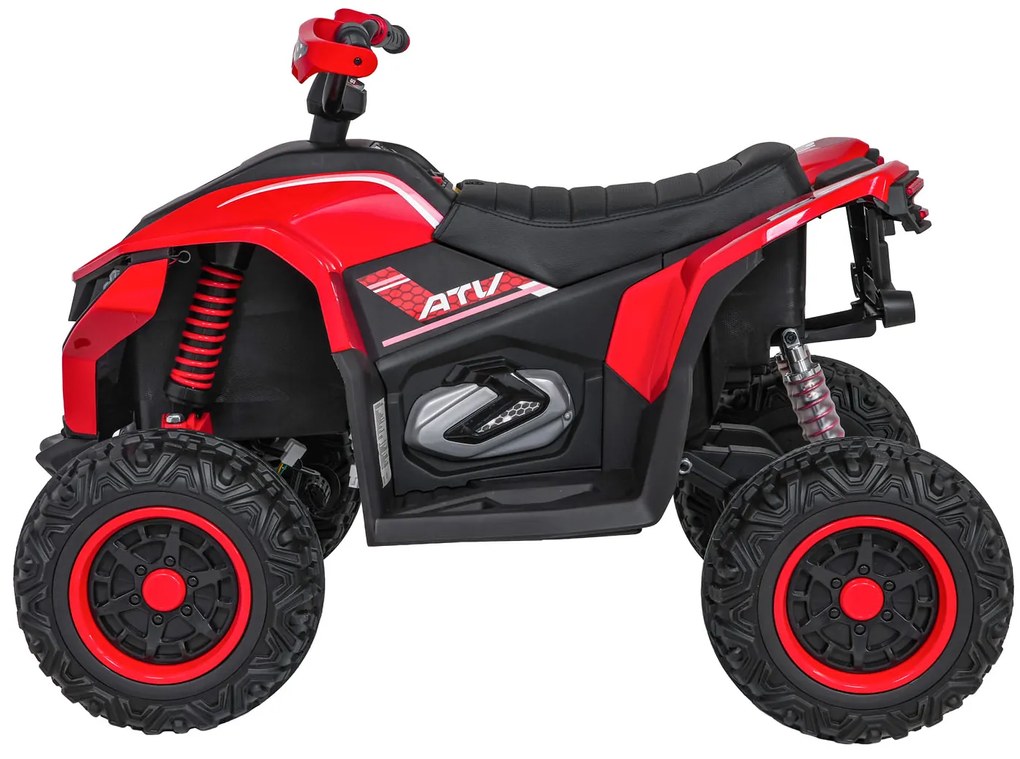 Moto 4 elétrica para crianças 12V 4x4 Fast Wheel, Controle remoto, Rodas Espuma EVA, assento couro ecológico Vermelha