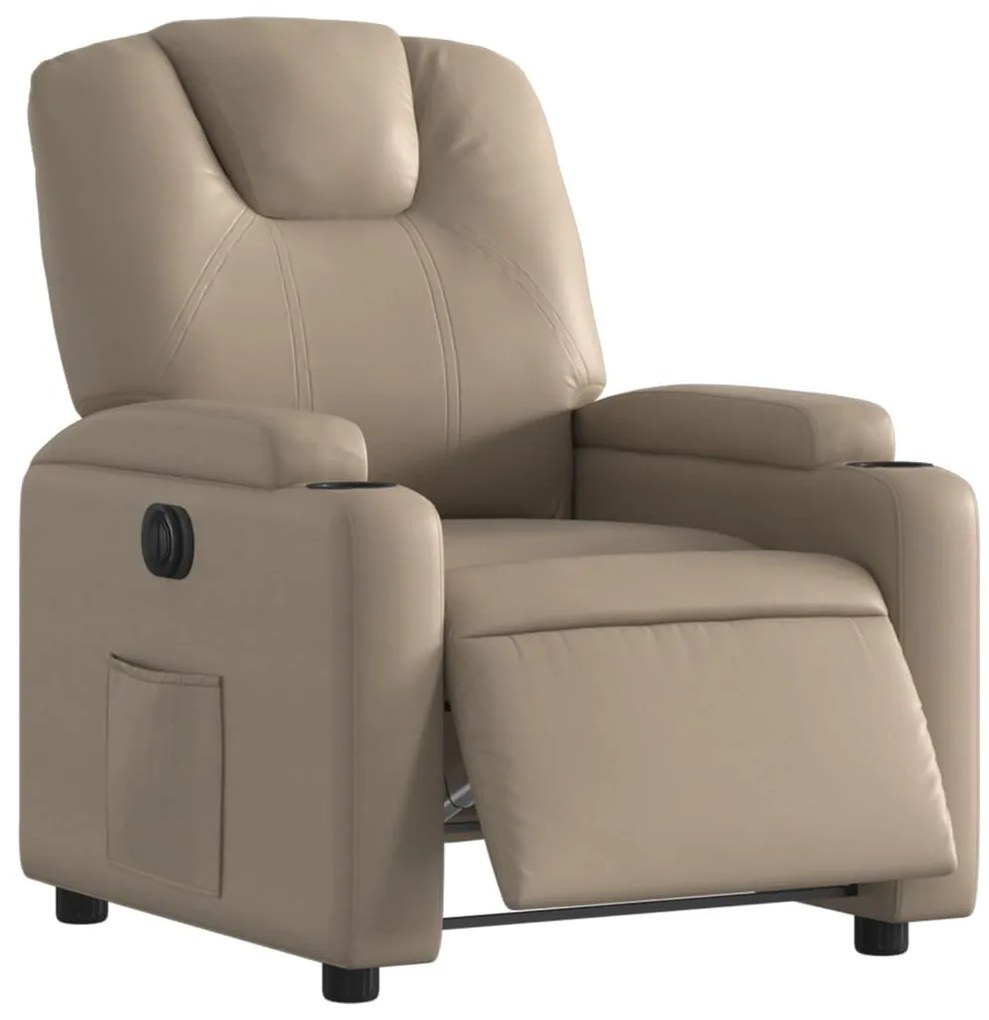 Poltrona reclinável elétrica couro artificial cor cappuccino