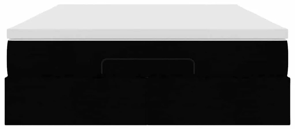 Estrutura de cama otomana com colchão 140x190 cm tecido preto