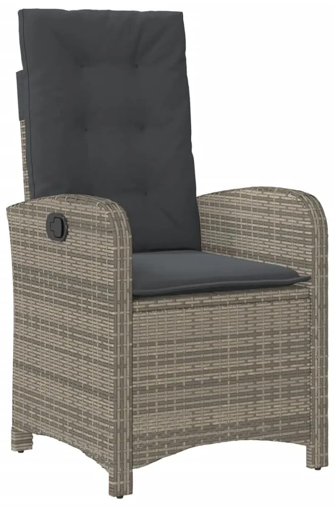 7 pcs conjunto de jantar p/ jardim c/ almofadões vime PE cinza