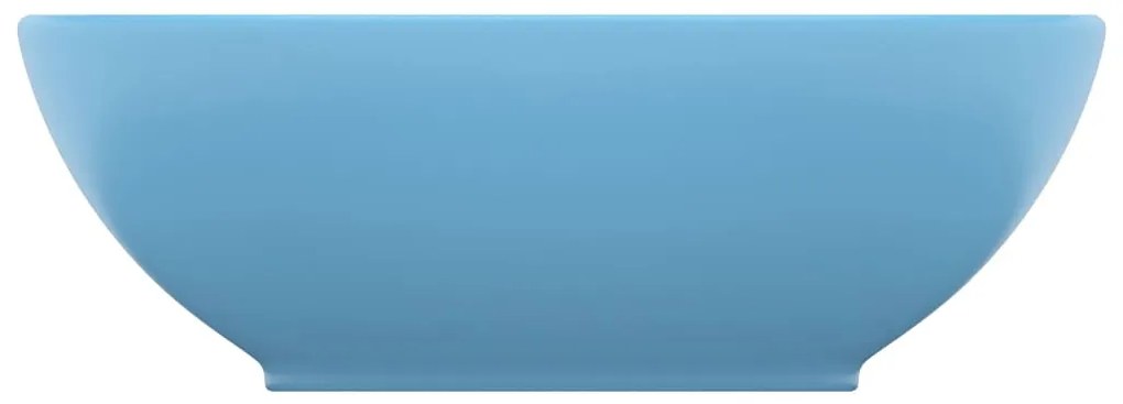 Lavatório luxuoso formato oval 40x33cm cerâmica azul-claro mate