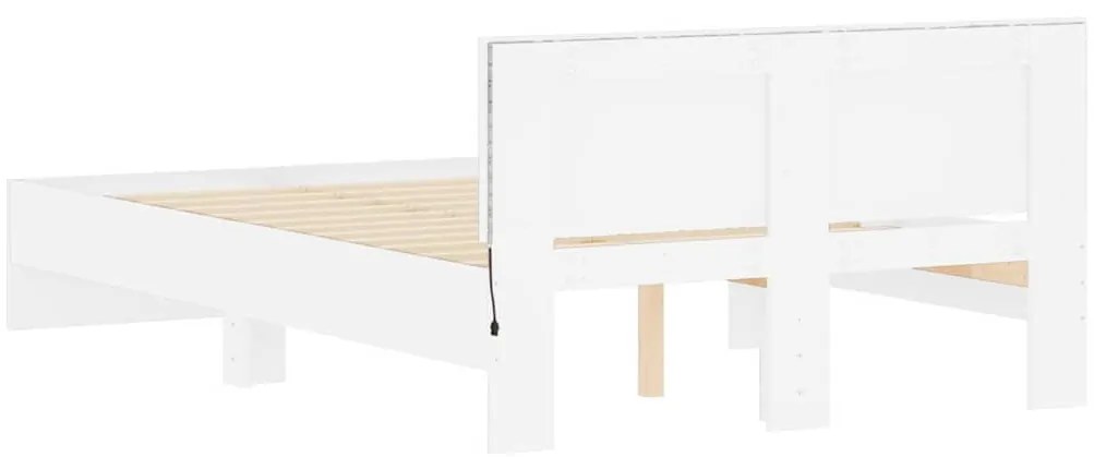 Estrutura de cama com cabeceira e luzes LED 120x200 cm branco