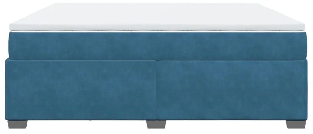 Cama com molas/colchão 200x200 cm veludo azul-escuro