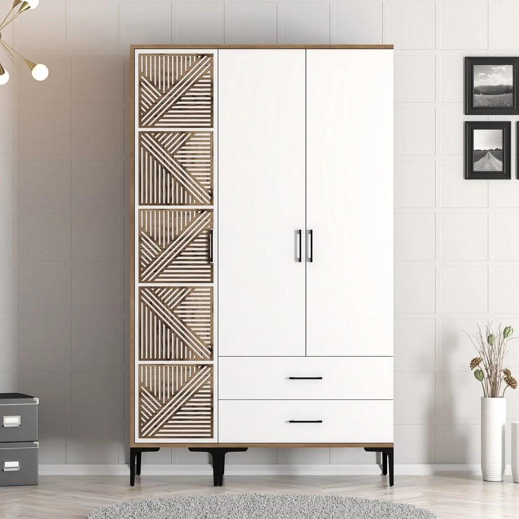 ****  
Roupeiro Kumsal PT – Nogueira/Branco – 120x47,5x201,4 cm

**