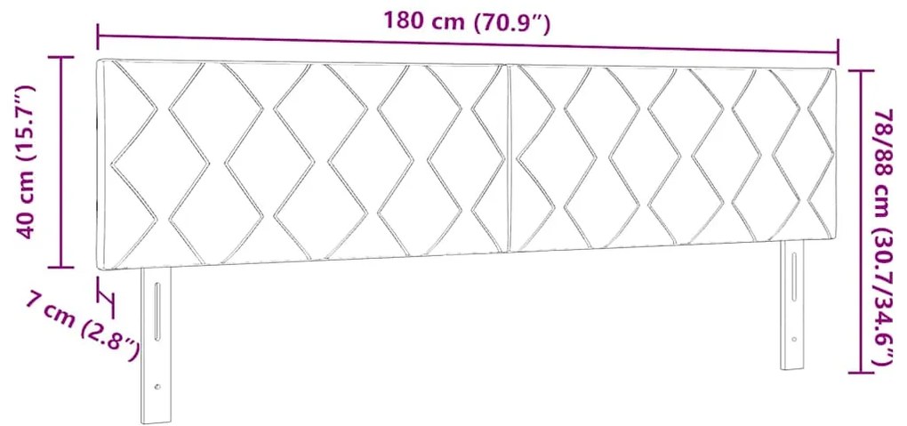 Cabeceira LED vidaXL Design Blocos de Diamantes Azul 180 cm Tecido