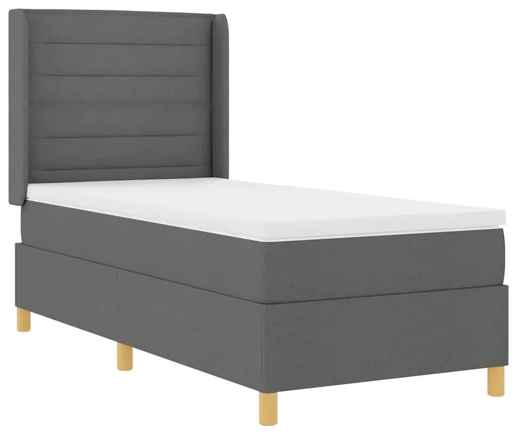Cama Box Spring vidaXL com Colchão e LED Cinza Escuro 80x200 cm Tecido