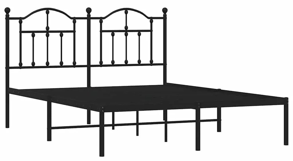 Estrutura de cama em metal com cabeceira 150x200 cm preto