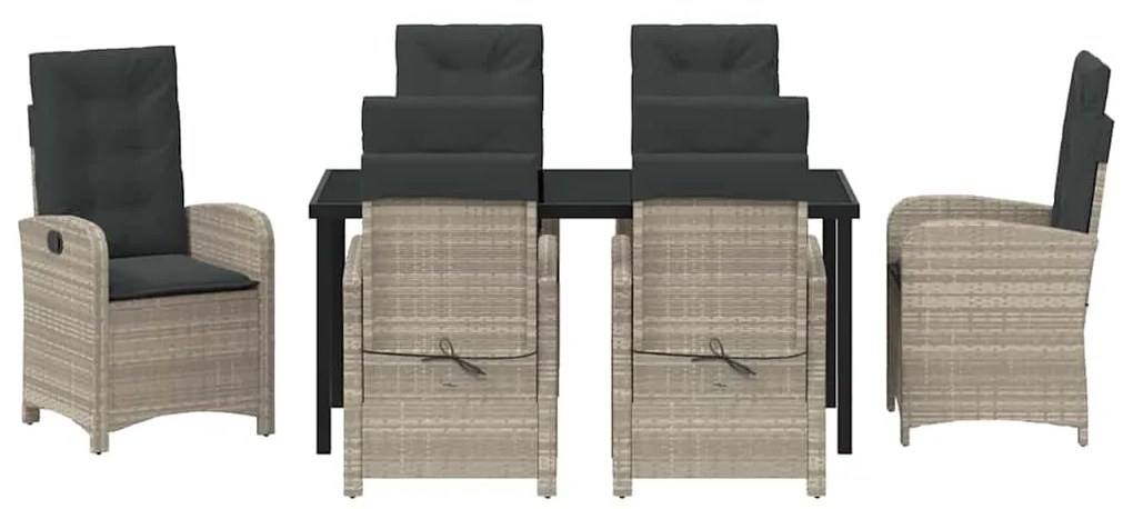 Conjunto de Jantar de Jardim de 7 Peças com Almofadas Cinza Claro em R