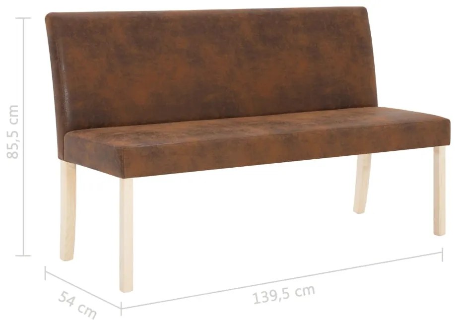 Banco 139,5 cm camurça artificial castanho