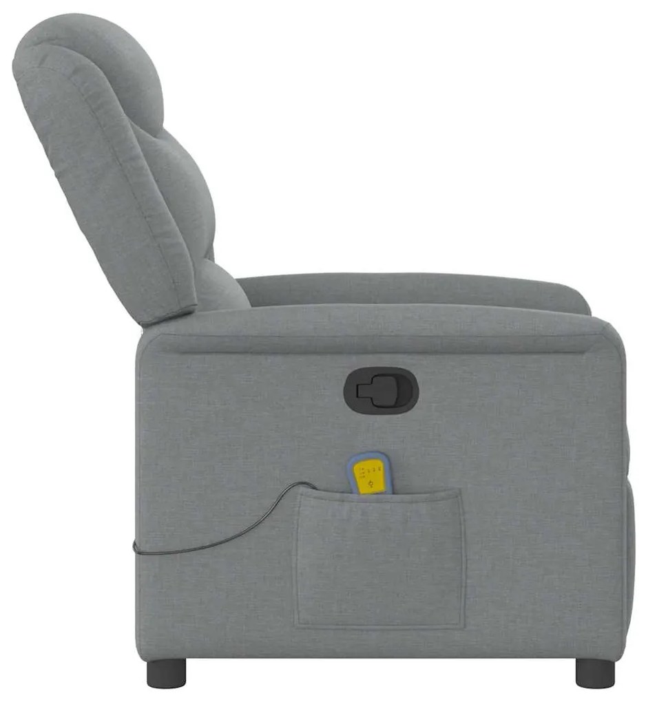 Poltrona de massagens reclinável tecido cinzento-claro