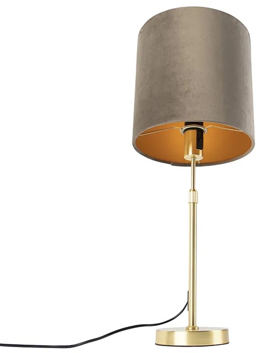 LED Candeeiro de mesa inteligente dourado com cúpula em veludo castanho 25 cm incl. Wifi A60 - Parte Country / Rústico