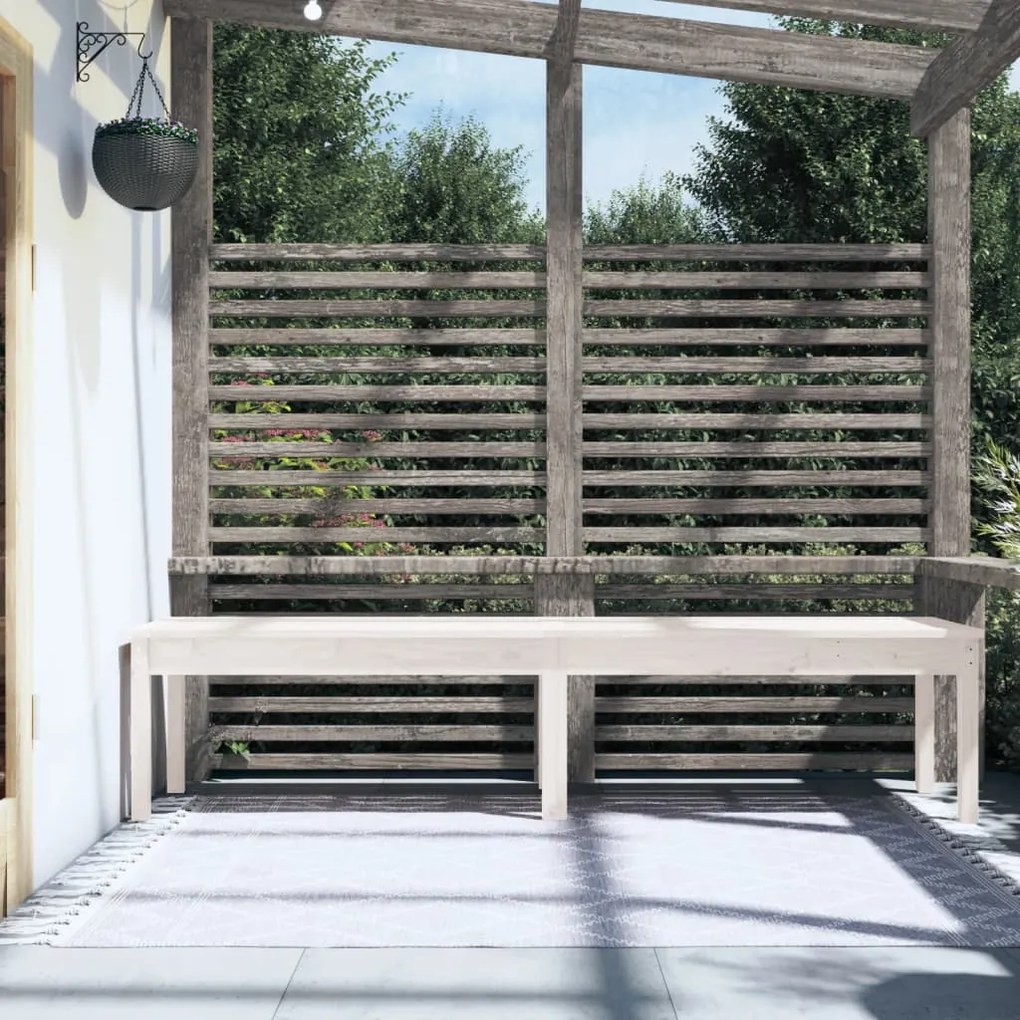 Banco de jardim com 2 lugares 203,5x44x45cm pinho maciço branco
