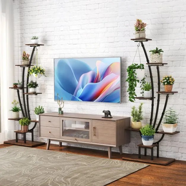 Suporte para plantas com luzes, prateleira para plantas com 8 níveis