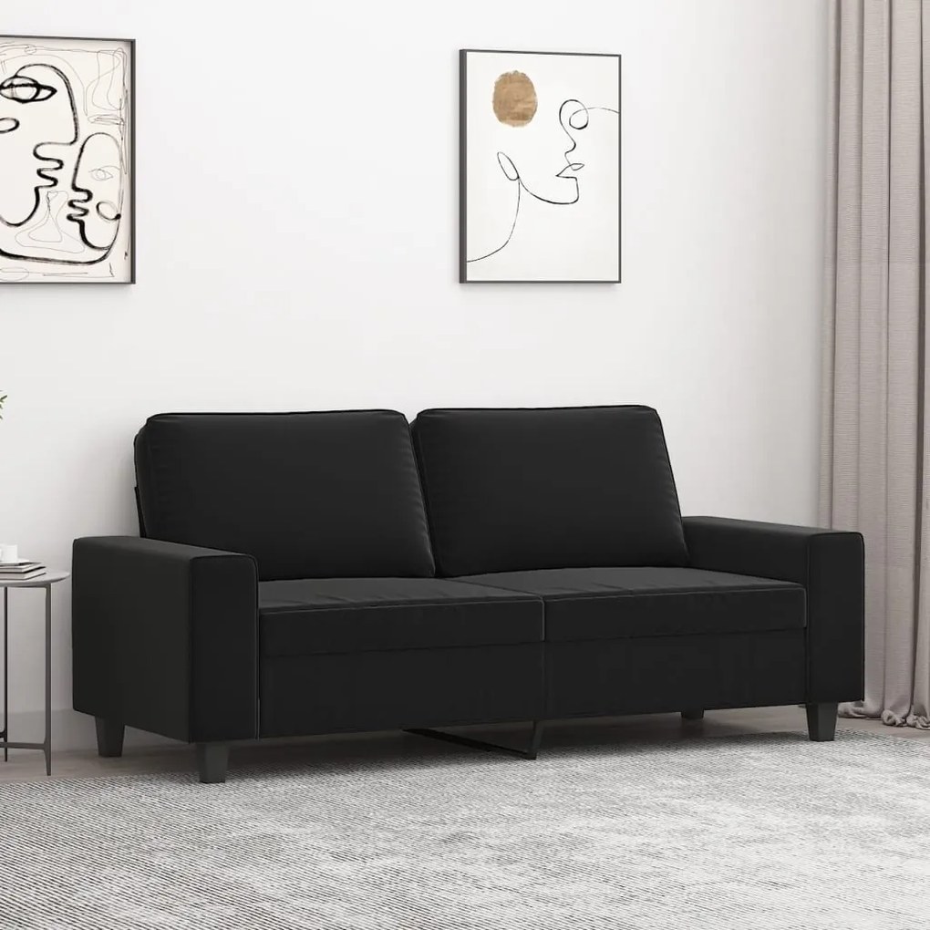 vidaXL Sofá de 2 lugares 140 cm tecido de microfibra preto