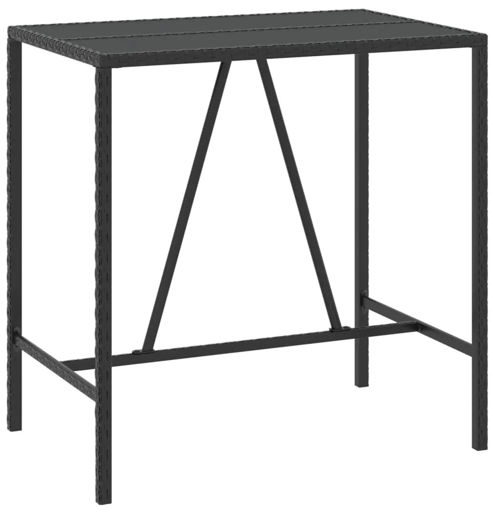 5 pcs conjunto de bar p/ jardim c/ almofadões vime PE preto