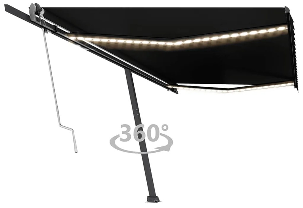 Toldo automático com LED e sensor de vento 500x350 cm antracite