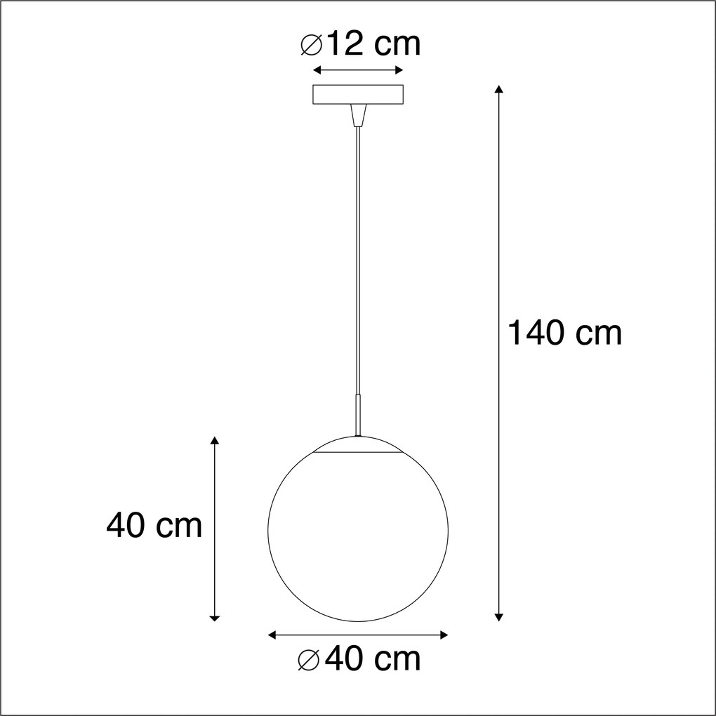 Candeeiro suspenso moderno em latão com vidro fumê 40 cm - Bola Moderno,Retro