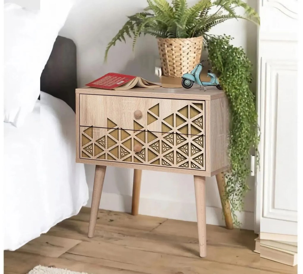 Mesa de Cabeceira Two – Carvalho Sonoma – 60 x 61 x 40 cm