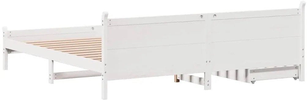 Cama sem colchão 200x200 cm madeira de pinho maciça branco