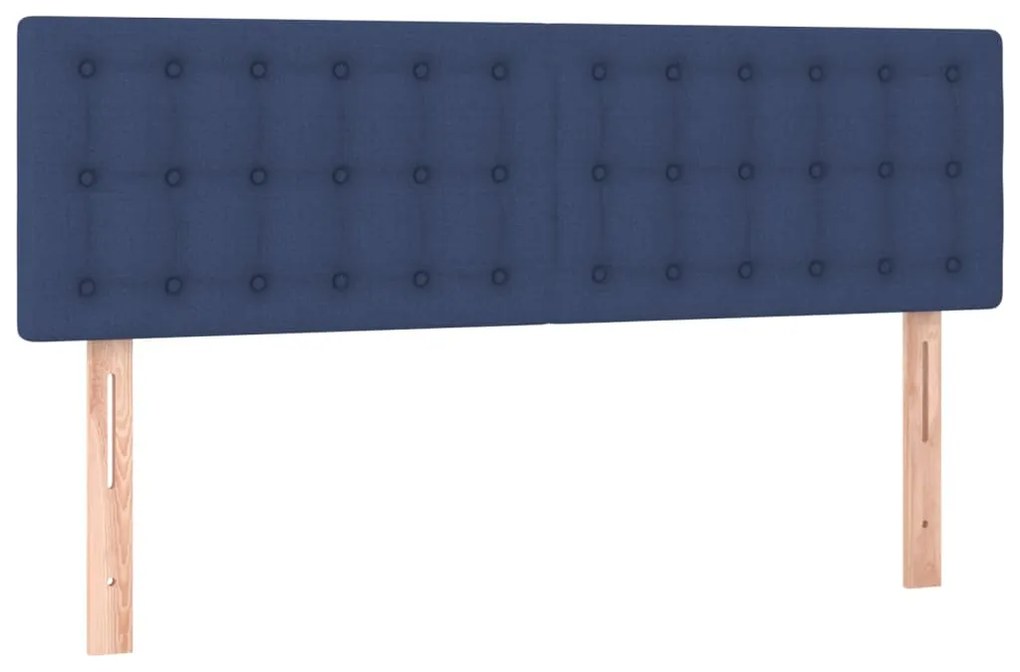 Cabeceira de cama c/ luzes LED tecido 144x5x78/88 cm azul