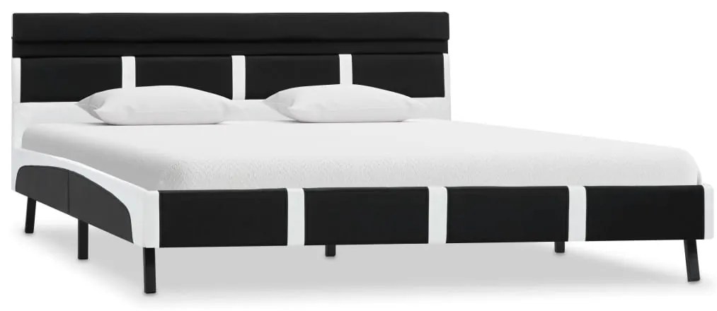 Estrutura de cama c/ LED 120x200 cm couro artificial preto