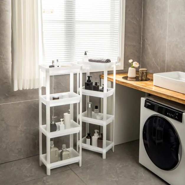 Conjunto de 2 estantes de casa de banho ou cozinha de 3 camadas 36 x 23 x 99,5 cm branco