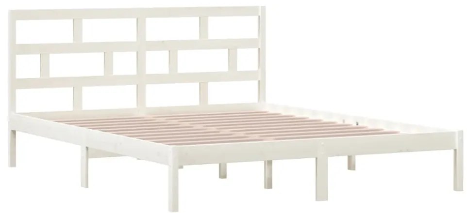 Estrutura de cama 160x200 cm madeira de pinho maciça branco
