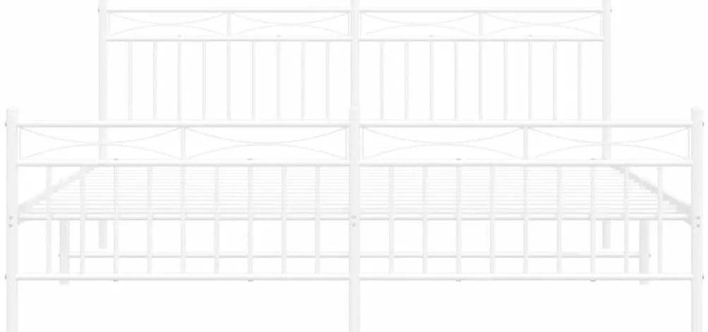 Estrutura de cama com cabeceira e pés 183x213 cm metal branco