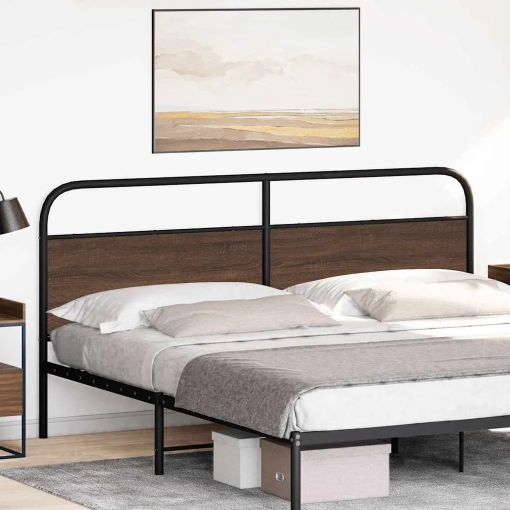 Cabeceira de cama 200cm derivados madeira/aço carvalho castanho