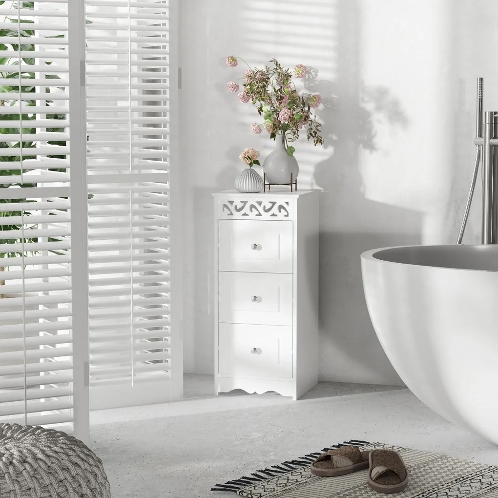 HOMCOM Armário de Armazenamento Móveis para Gavetas Multifuncionais Organizador de Armazenamento para Cozinha Sala de Jantar Sala de Estar Quarto Banheiro 3 Gavetas 29,8x29,8x68,5 cm