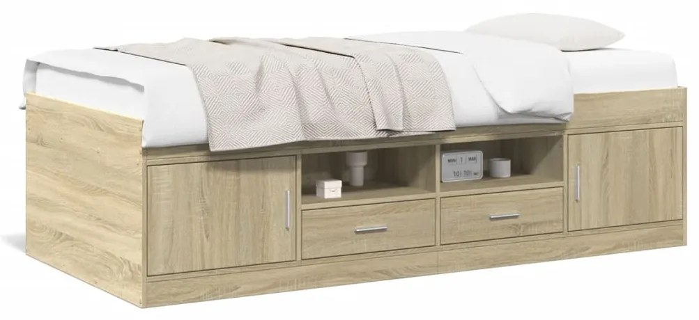 vidaXL Sofá-cama com gavetas sem colchão 75x190 cm carvalho sonoma