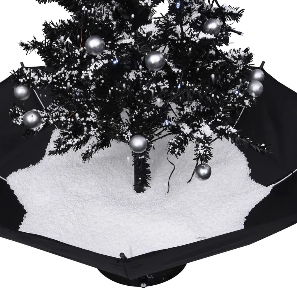 Árvore Natal c/ neve base formato guarda-chuva 75 cm PVC preto