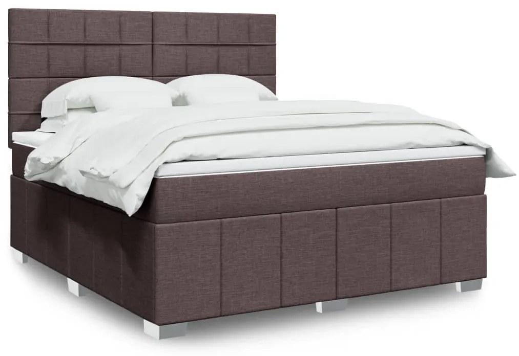 vidaXL Cama com molas/colchão 180x200 cm tecido castanho-escuro