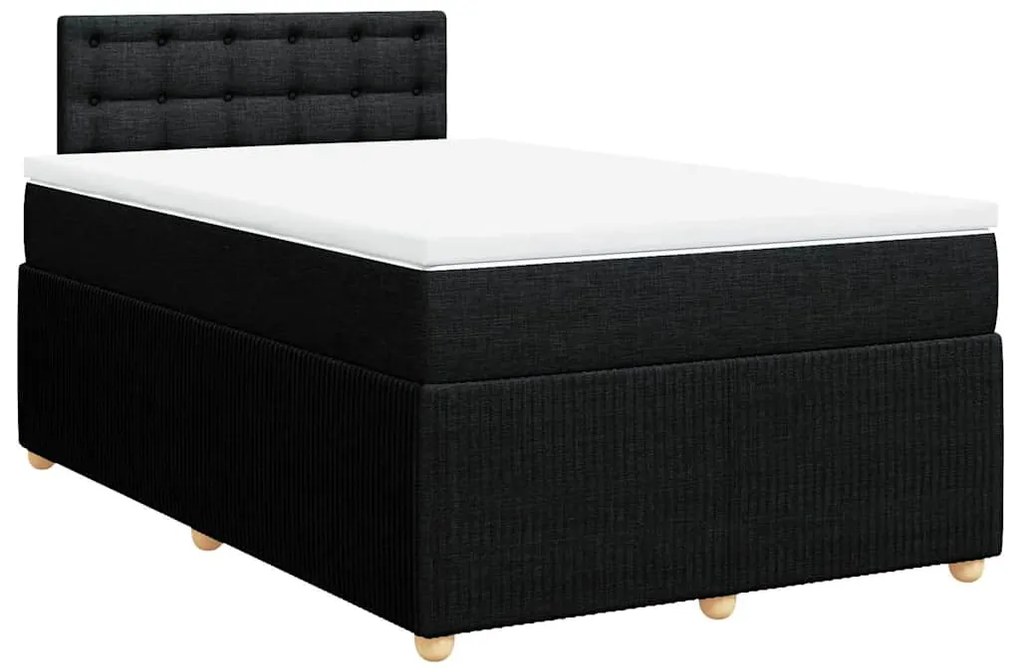 Cama boxspring com colchão 120x190 cm tecido preto