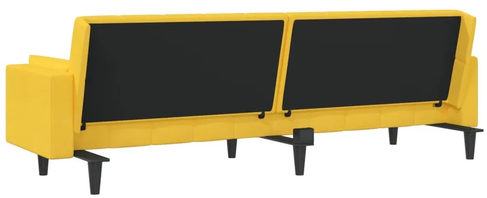 Sofá-cama 2 lugares com duas almofadas tecido amarelo
