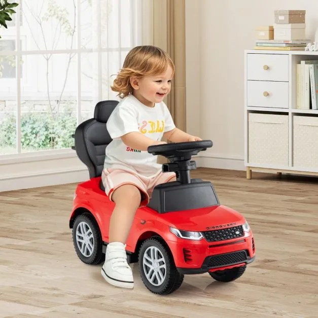Carro de empurrar 3 em 1 para crianças de 18 a 36 meses com alça removível com buzina e som Vermelho