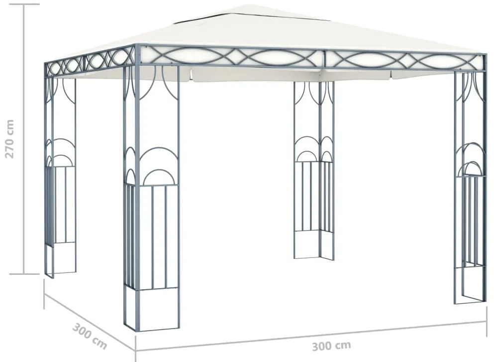 Gazebo com cordões de luzes LED 300x300 cm cor creme