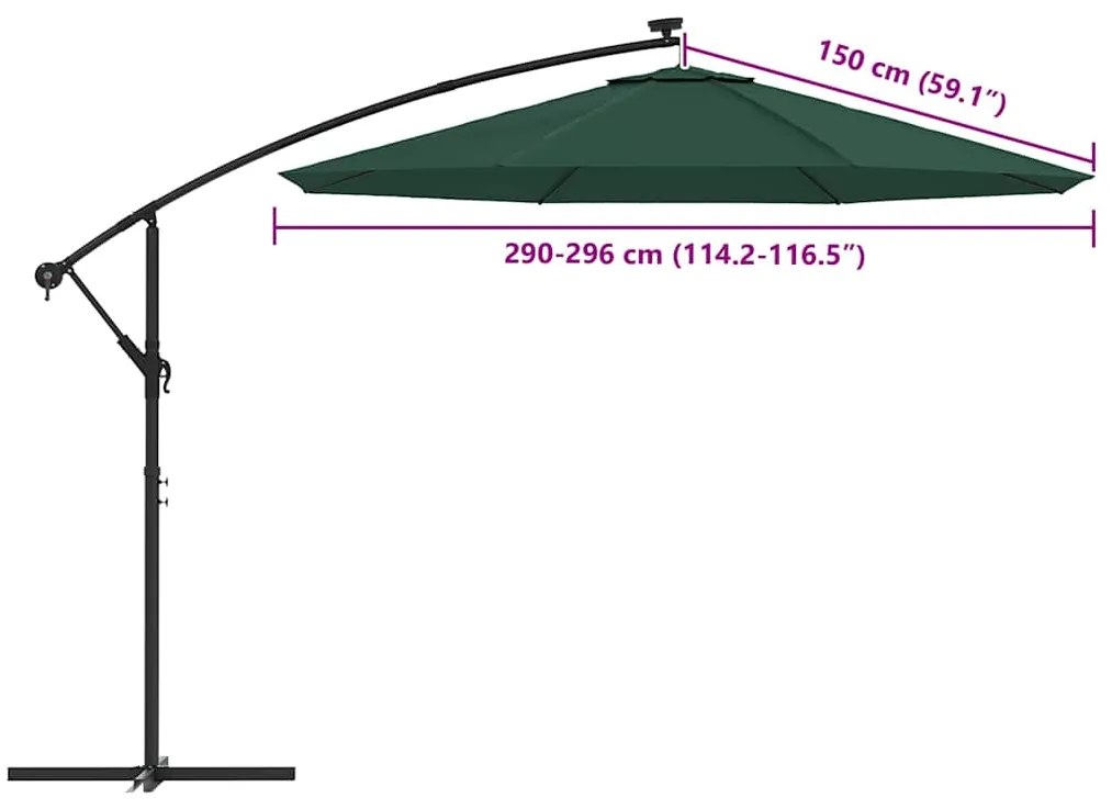 Tecido de substituição p/ guarda-sol cantilever 300 cm verde