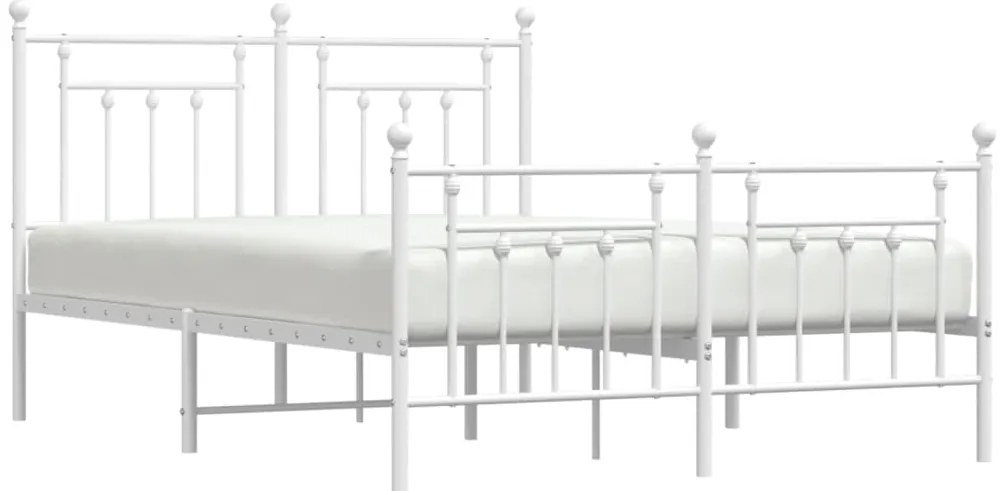 Estrutura de cama com cabeceira e pés 140x200 cm metal branco